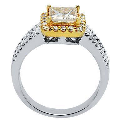 Yellow Diamond Engagement Ring in 14K Solid White Gold