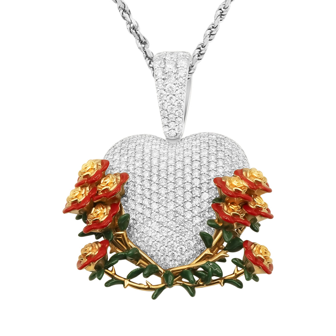 Rose Boquet Heart Pendant