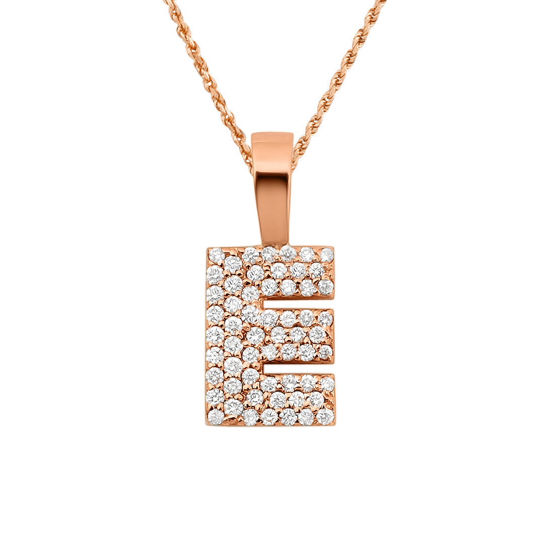 Rose Gold & Diamond Letter "E" Pendant