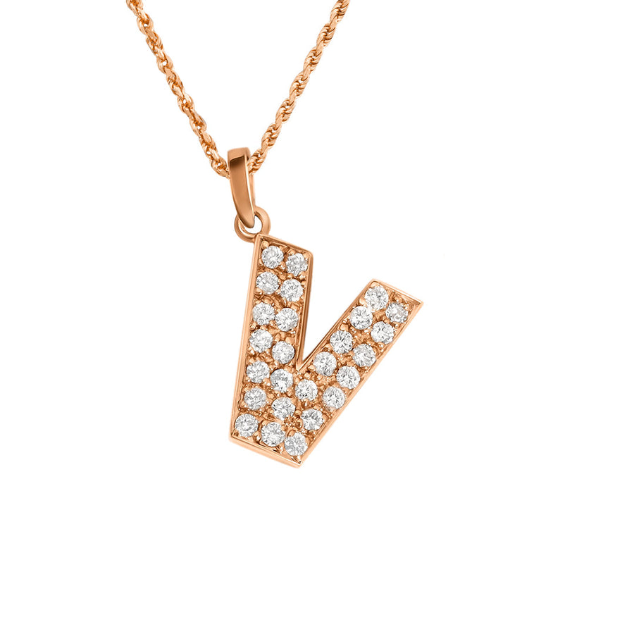 Rose Gold & Diamond Letter "V"