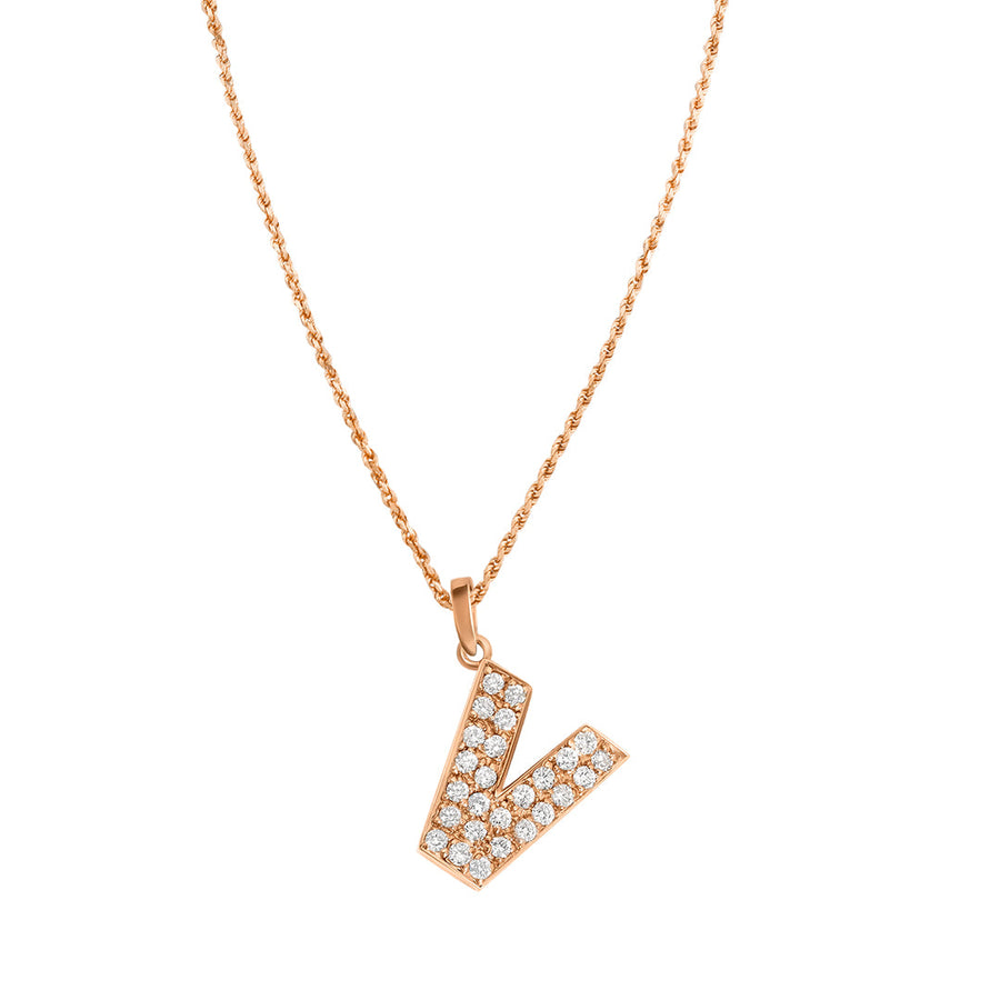 Rose Gold & Diamond Letter "V"