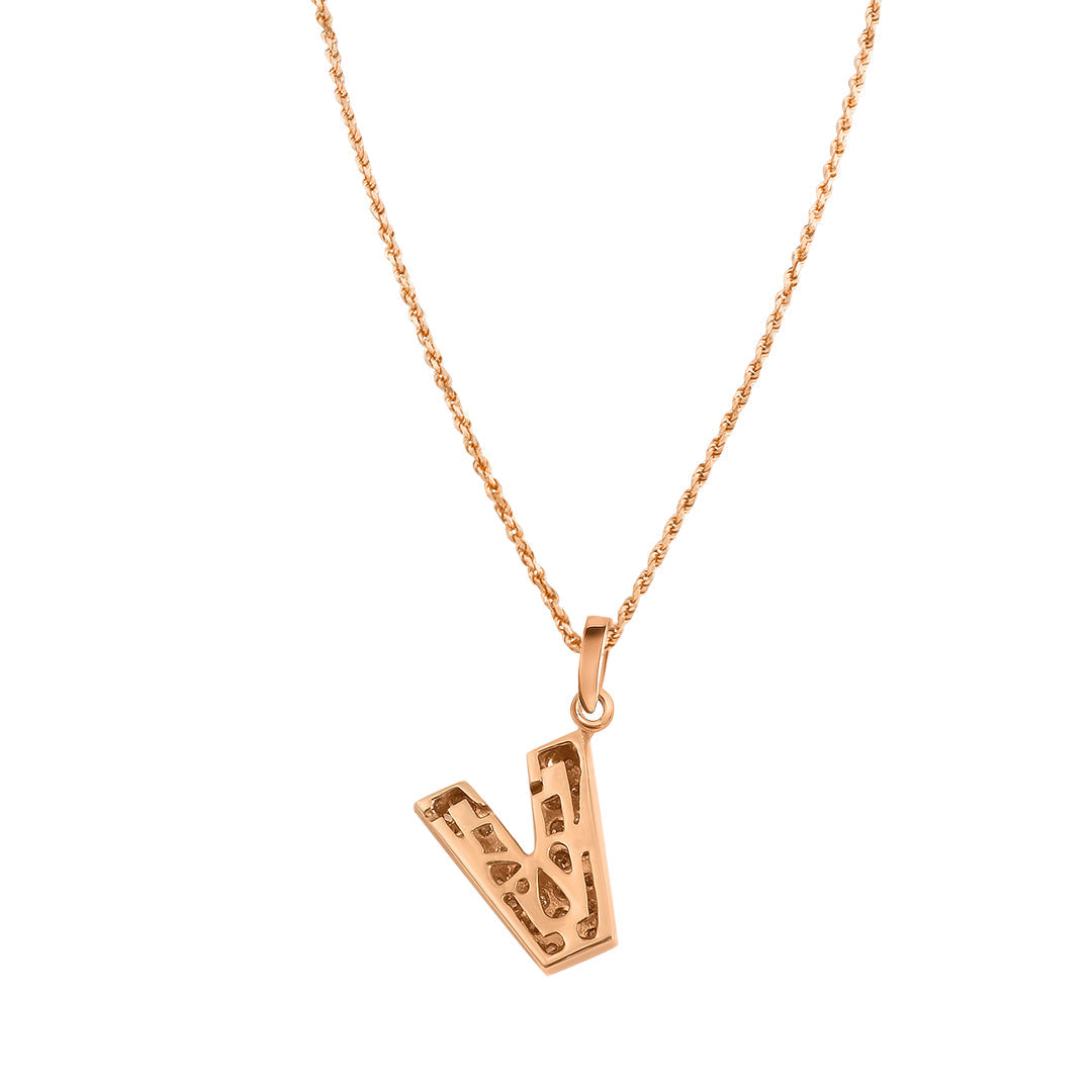 Rose Gold & Diamond Letter "V"