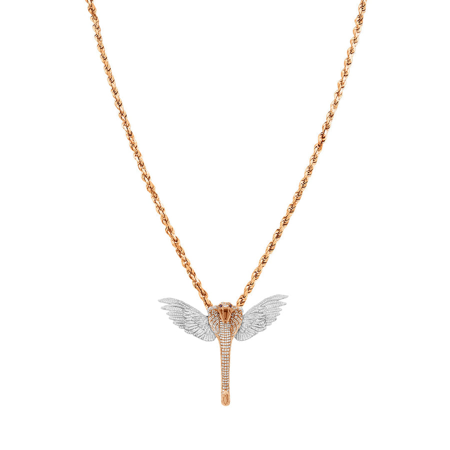 Rose Gold & Diamond Wing Snake Pendant