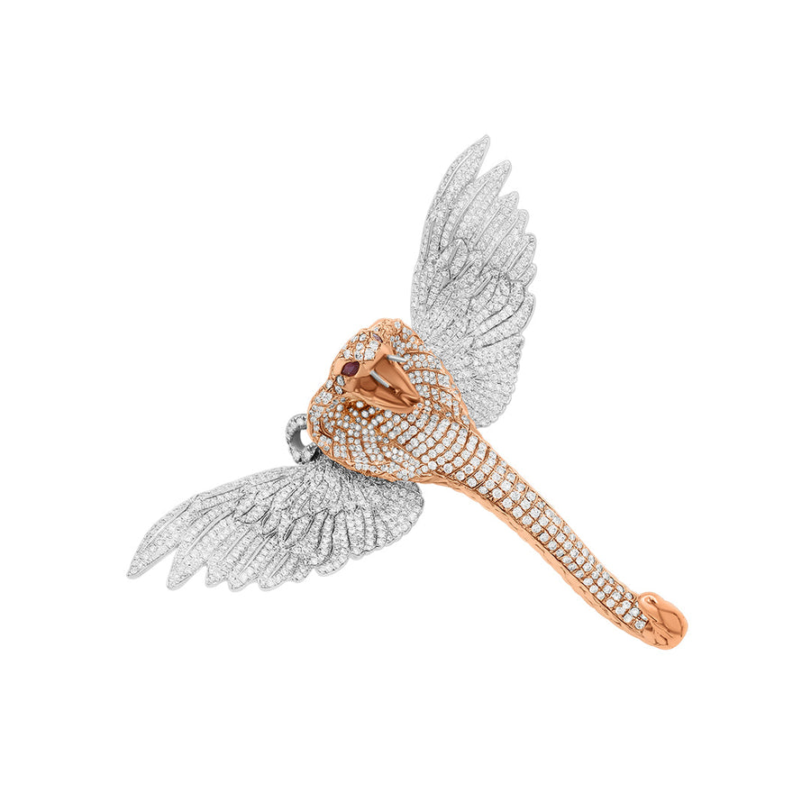 Rose Gold & Diamond Wing Snake Pendant