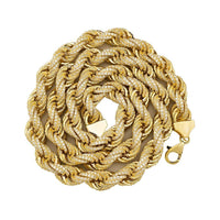 Thumbnail for 14 Yellow Gold Plated Sterling Silver Lab Created Diamonds Rope Chain 26 Inches 11 mm