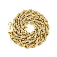 Thumbnail for 14 Yellow Gold Plated Sterling Silver Lab Created Diamonds Rope Chain 30 Inches 9.5 mm