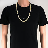 Thumbnail for 14 Yellow Gold Plated Sterling Silver Lab Created Diamonds Rope Chain 30 Inches 9.5 mm