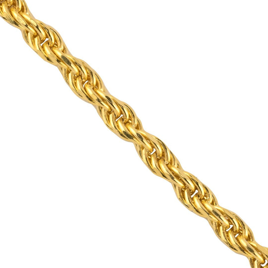 14k Yellow Gold Plated Sterling Silver Rope Chain 2.5 mm