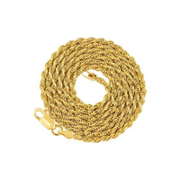 Thumbnail for 14k Yellow Gold Plated Sterling Silver Rope Chain 24 Inches 2.5 mm
