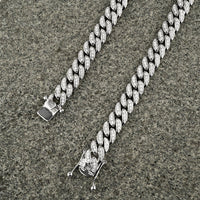 Thumbnail for 925 Sterling Silver Lab Created Stones Cuban Link Chain 10 mm 22 Inches