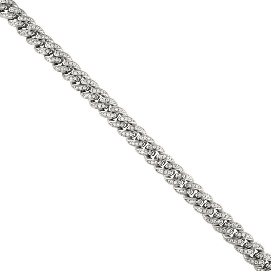 925 Sterling Silver Lab Created Stones Cuban Link Chain 22 Inches 10 mm