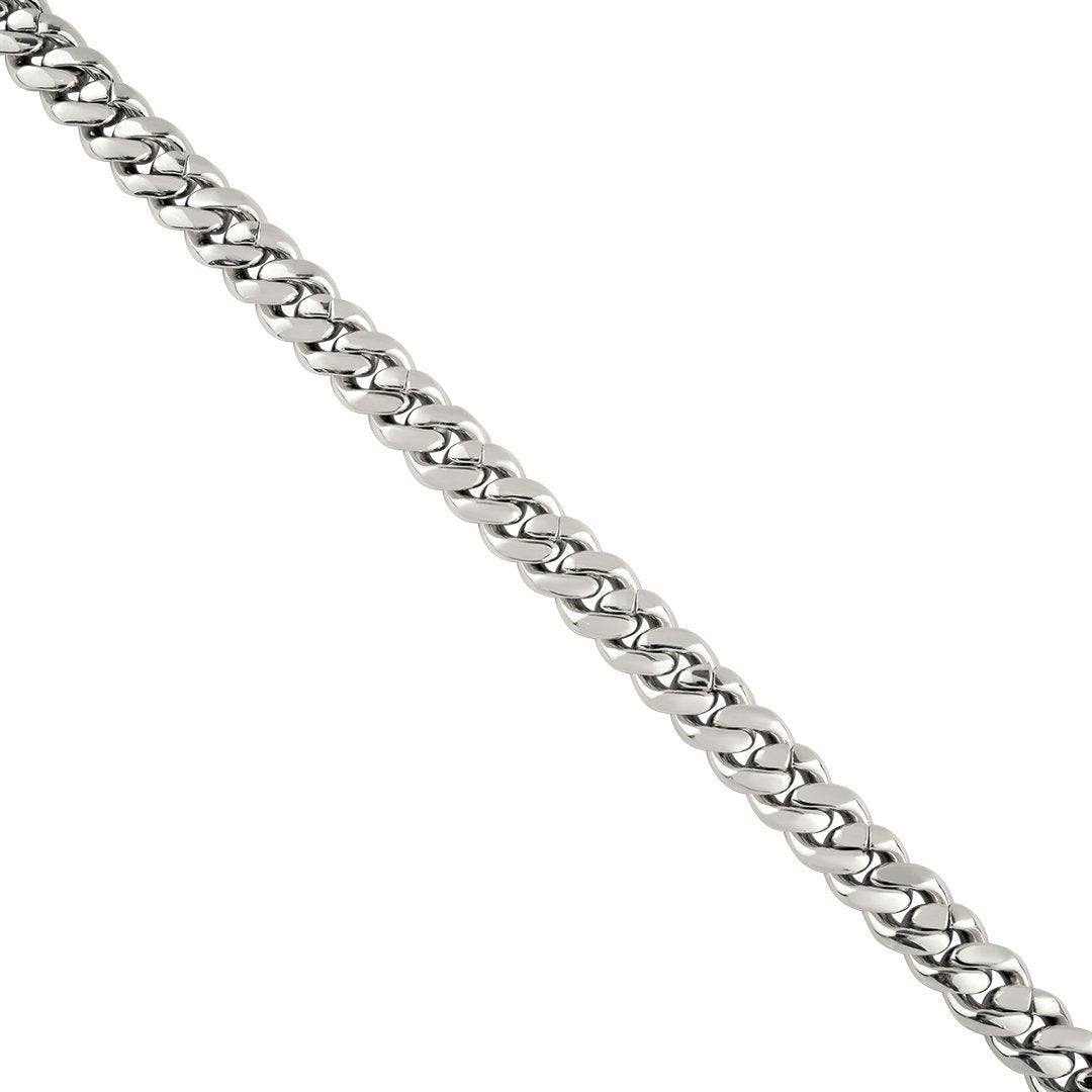 925 Sterling Silver Lab Created Stones Cuban Link Chain 22 Inches 10 mm