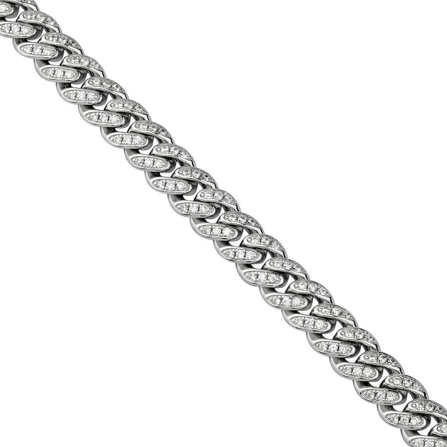925 Sterling Silver Mens Lab Created Stones Cuban Chain 30 inches 9 mm
