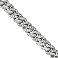 Thumbnail for 925 Sterling Silver Rhodium Plated Mens Cubic Zirconia Stones Cuban Chain 14.1 Ctw 9 mm