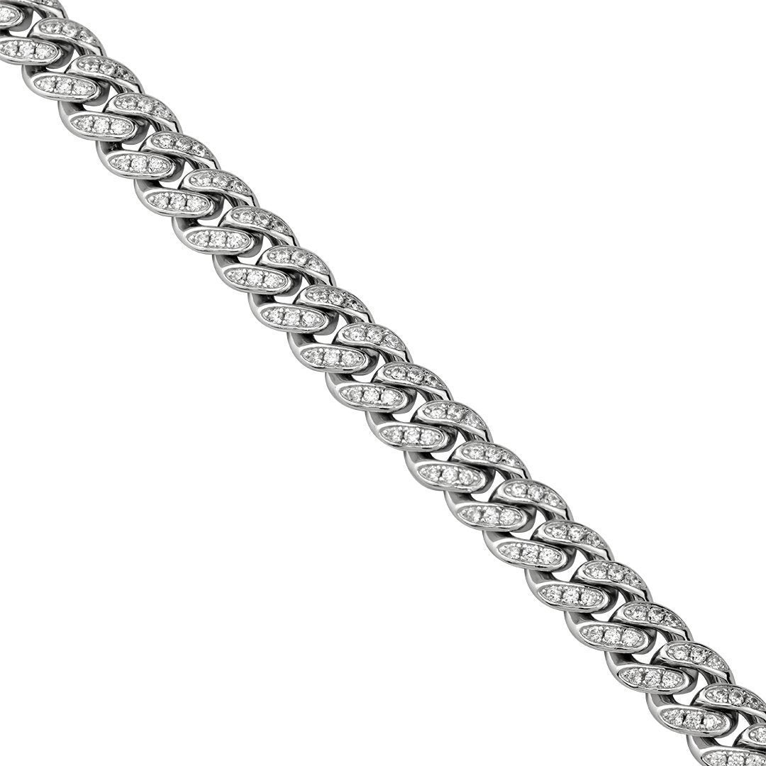 925 Sterling Silver Rhodium Plated Mens Lab Created Stones Cuban Chain 14.1 Ctw 22 Inches 9 mm