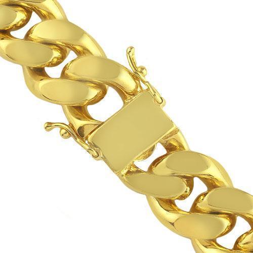 925 Sterling Silver Yellow Gold Plated Mens Cuban Chain 31" 19.85 mm