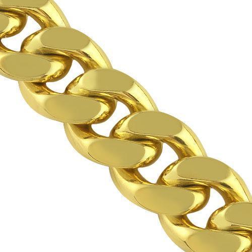 925 Sterling Silver Yellow Gold Plated Mens Cuban Chain 32" 19.95 mm