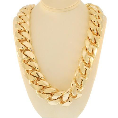 Cuban Silver Massive Chain In Yellow Color 483 Grams