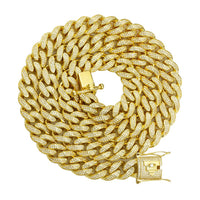 Thumbnail for Gold Plated Silver Cuban Chain With CUBIC ZIRCONIA STONES 12.5 mm