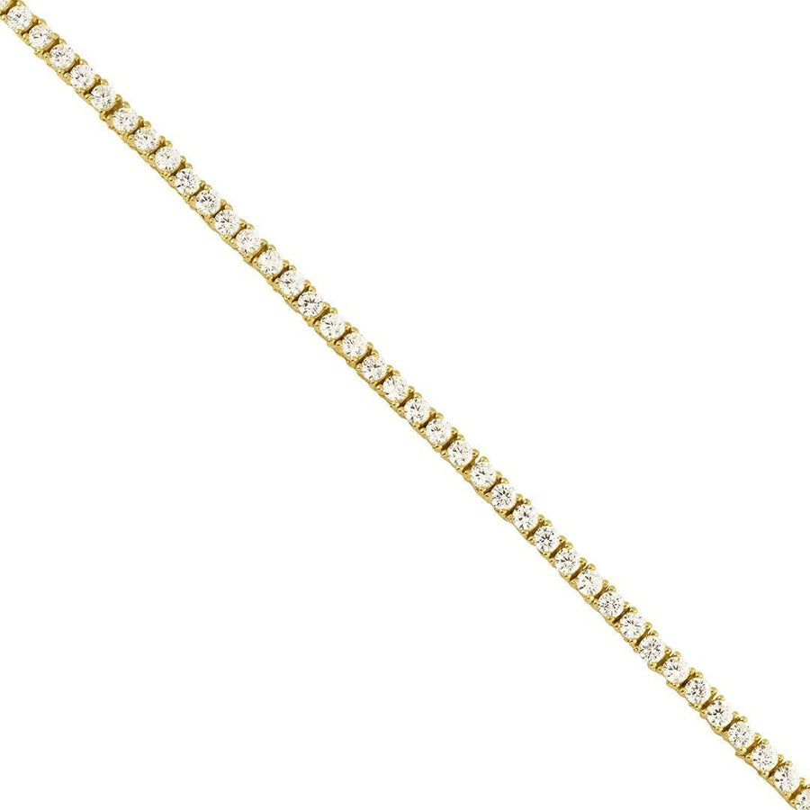 Gold Plated Silver Lab Created Stones Tennis Chain 17 Ctw 20 Inches 3.5 mm