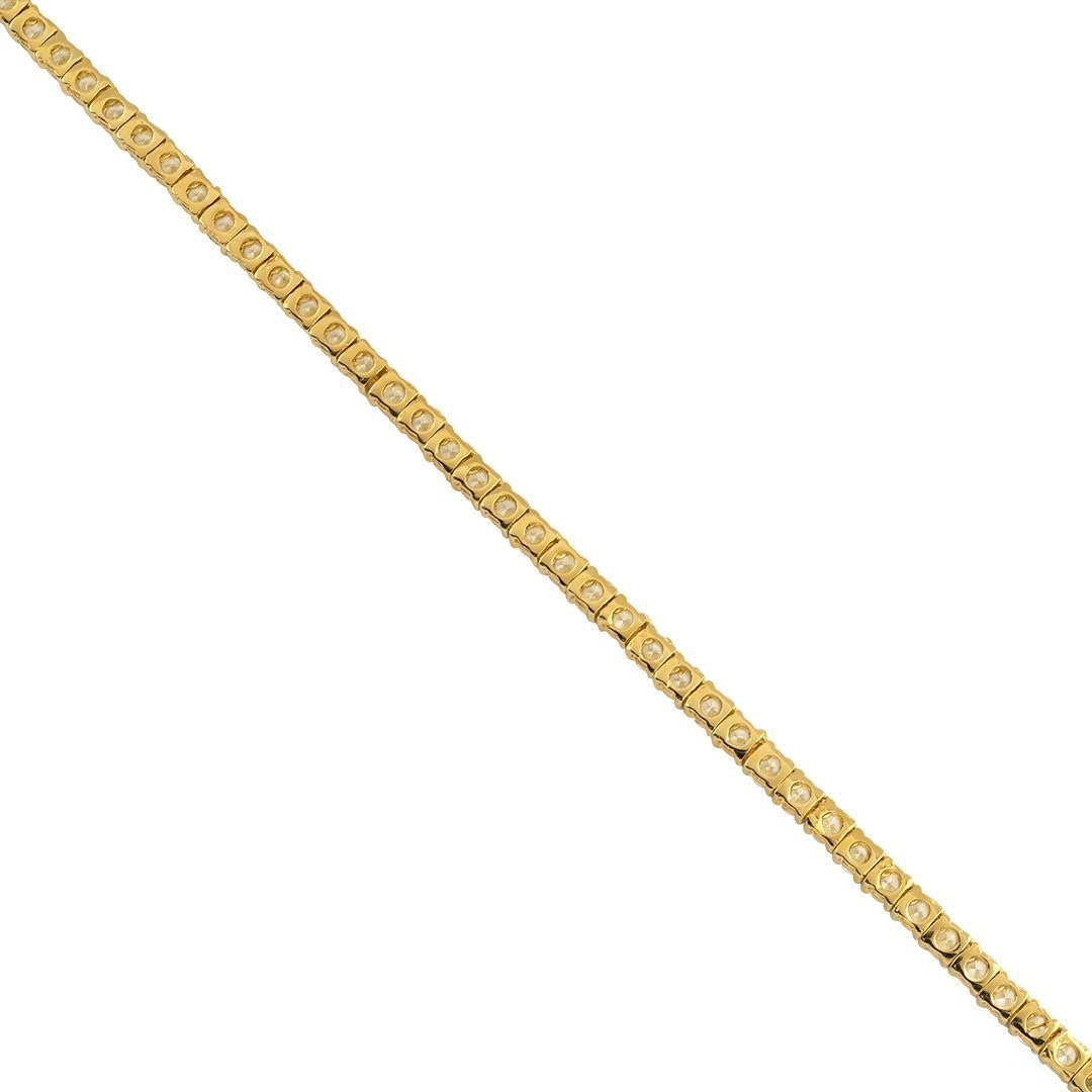 Gold Plated Silver Lab Created Stones Tennis Chain 17 Ctw 20 Inches 3.5 mm