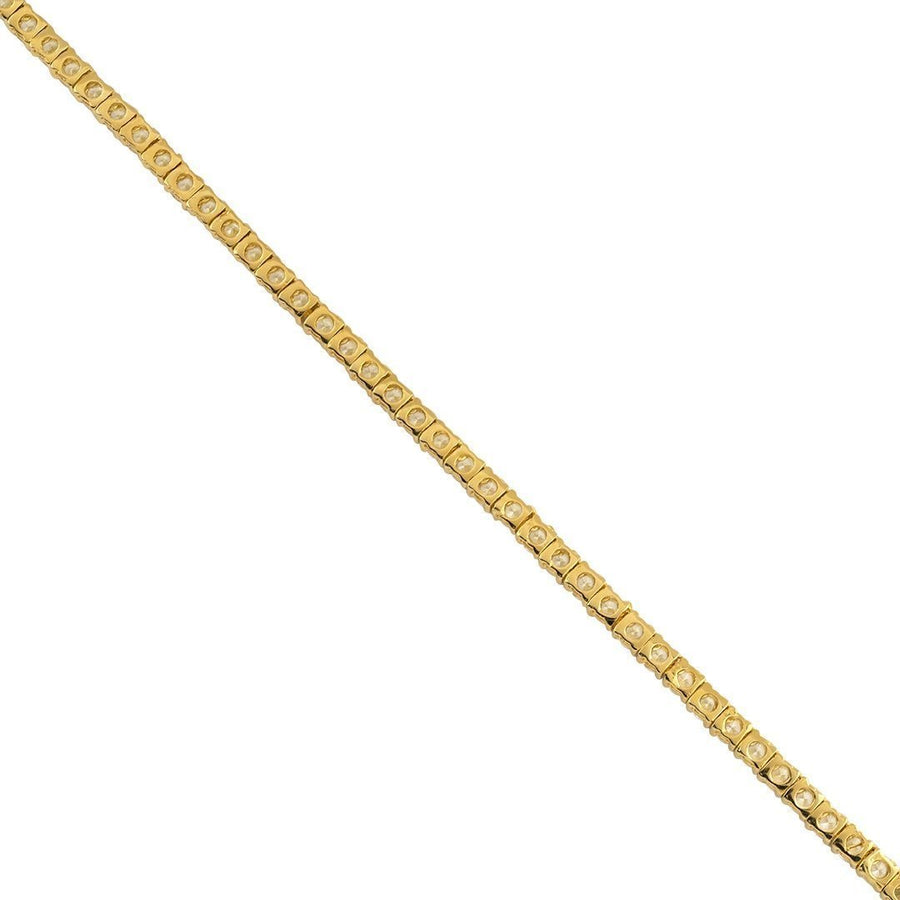 Gold Plated Silver Lab Created Stones Tennis Chain 17 Ctw 20 Inches 3.5 mm