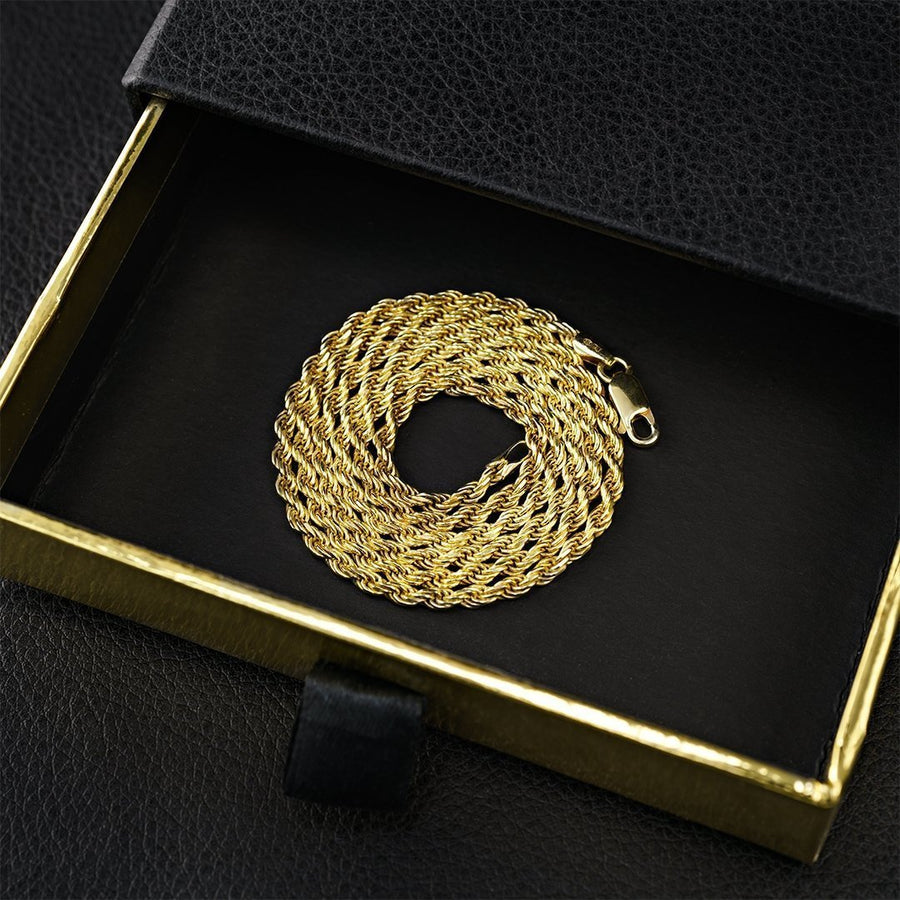 Rope Chain in 14k Yellow Gold Plated Sterling Silver 24 Inches 2.5 mm