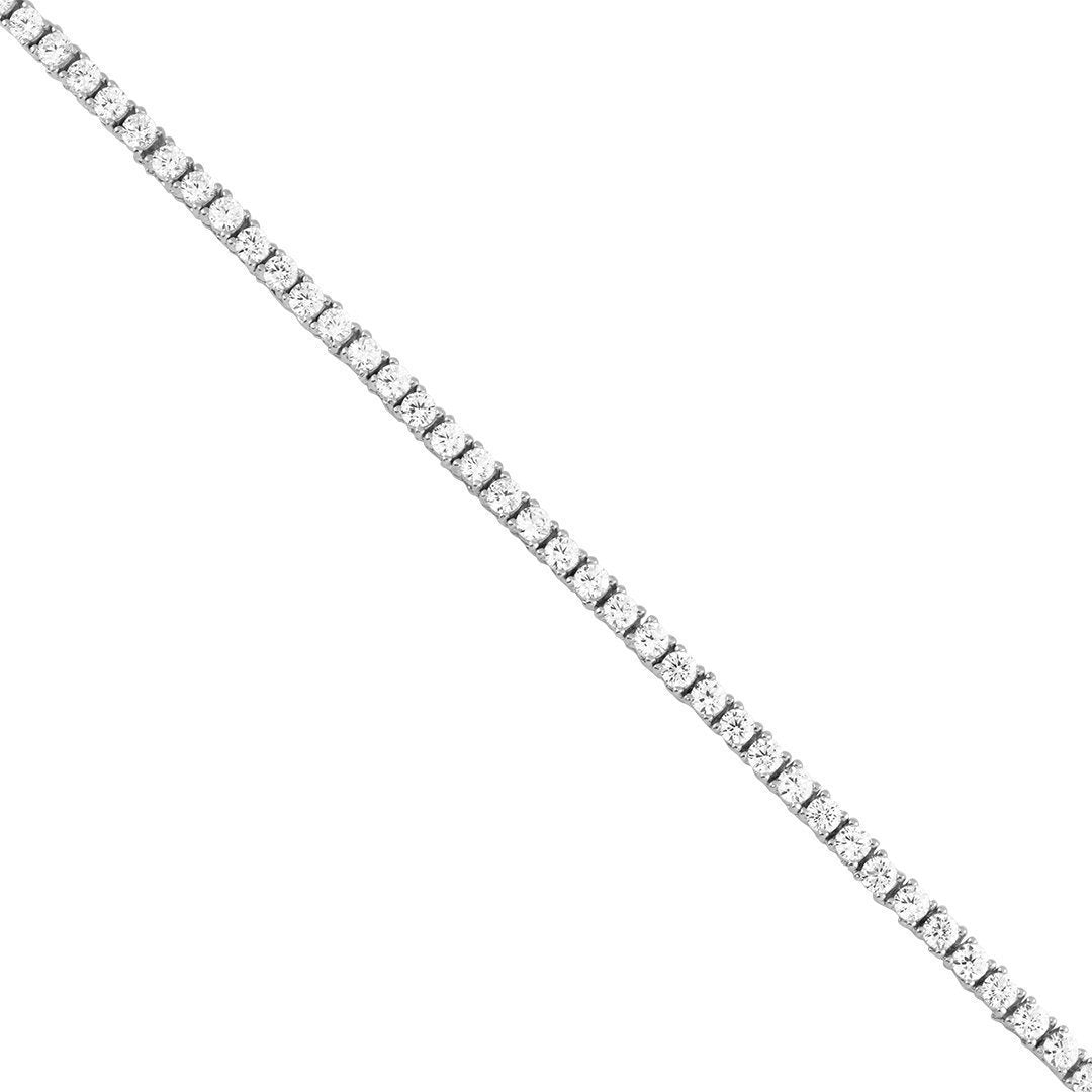 Silver Lab Created Stones Tennis Chain 19 Ctw 22 Inches 3.5 mm