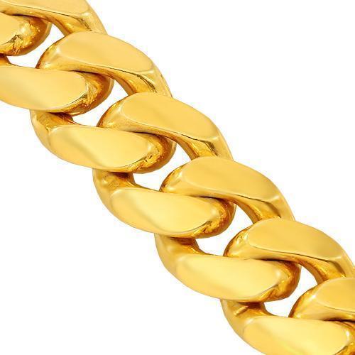 Silver Mens Cuban Link Chain 390 Grams In Yellow Color