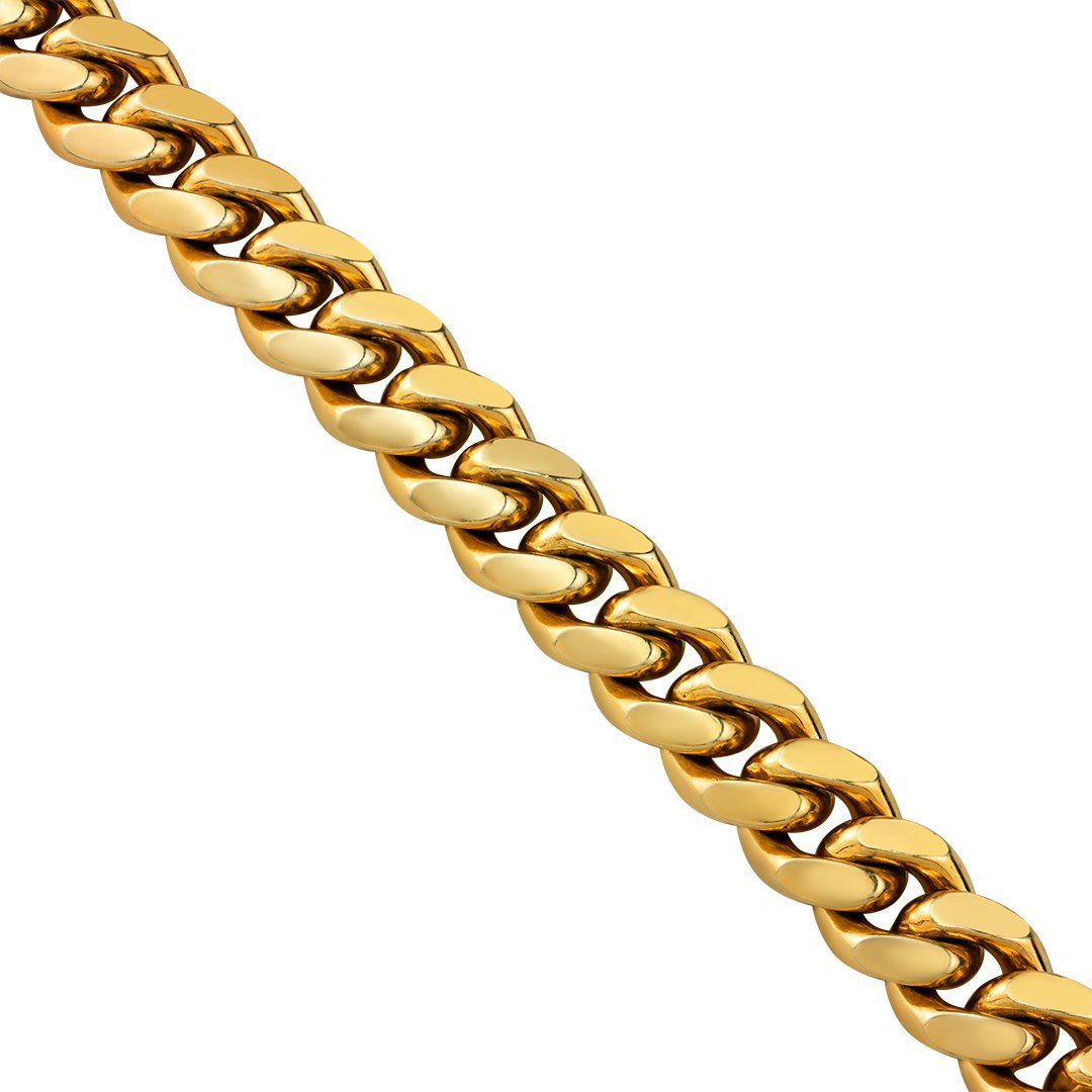 Yellow 14k Gold Plated Sterling Silver Cuban Link Chain 26 Inches 15 mm