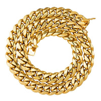 Thumbnail for Yellow 14k Gold Plated Sterling Silver Cuban Link Chain 26 Inches 15 mm