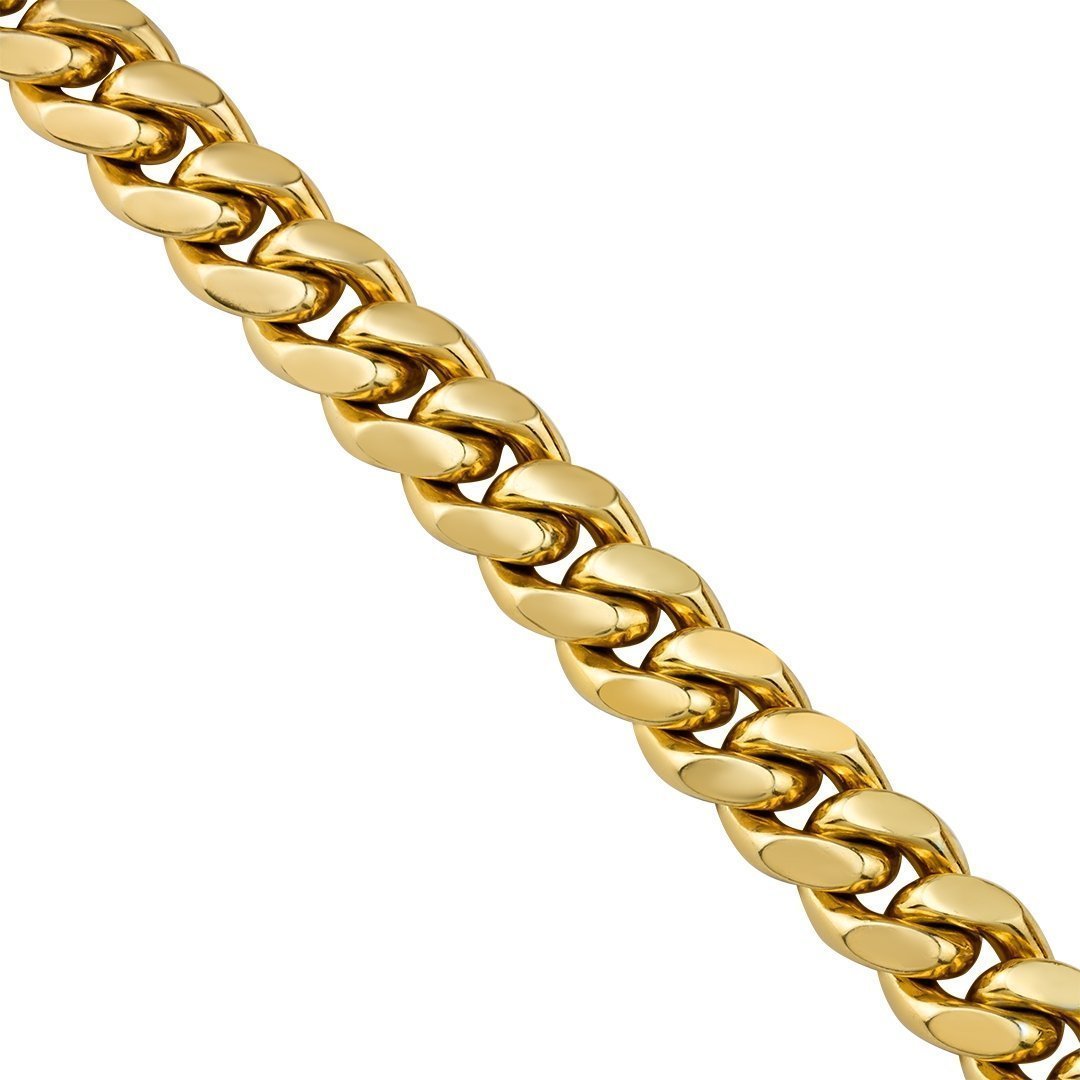 Yellow 14k Gold Plated Sterling Silver Cuban Link Chain 26 Inches 16 mm