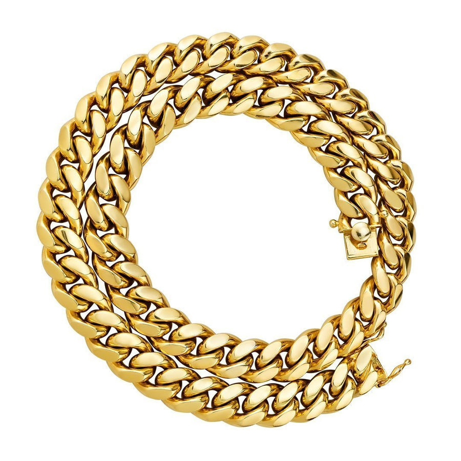 Yellow 14k Gold Plated Sterling Silver Cuban Link Chain 26 Inches 16 mm