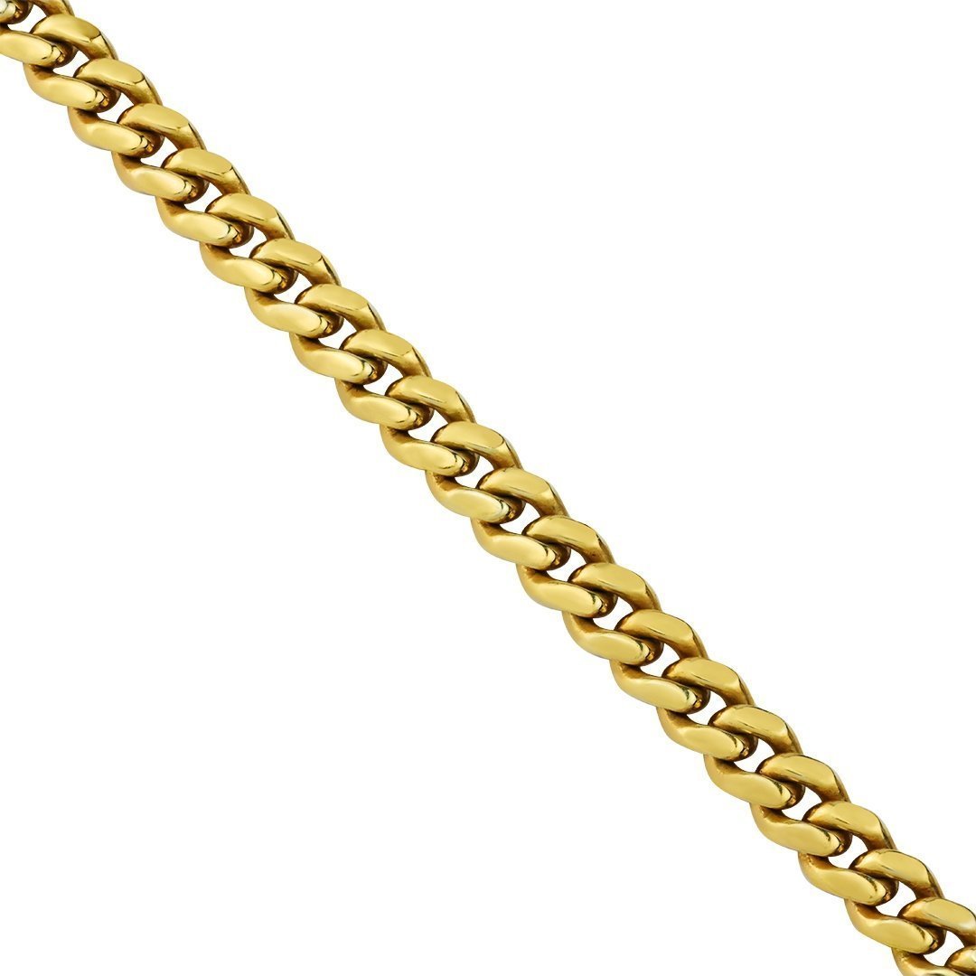 Yellow 14k Gold Plated Sterling Silver Cuban Link Chain 26 Inches 8.5 mm