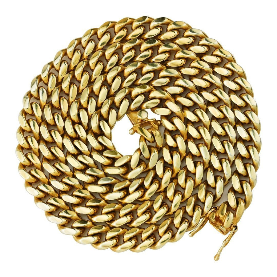 Yellow 14k Gold Plated Sterling Silver Cuban Link Chain 26 Inches 8.5 mm
