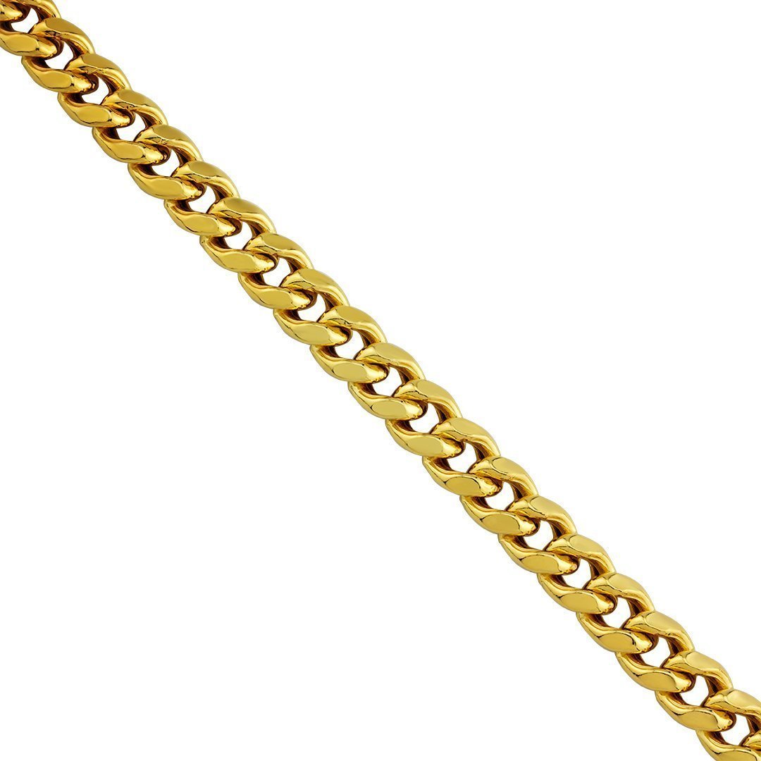 Yellow 14k Gold Plated Sterling Silver Cuban Link Chain 28 Inches 11 mm