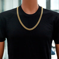 Thumbnail for Yellow 14k Gold Plated Sterling Silver Cuban Link Chain 28 Inches 11 mm