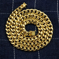 Thumbnail for Yellow 14k Gold Plated Sterling Silver Cuban Link Chain 28 Inches 11 mm