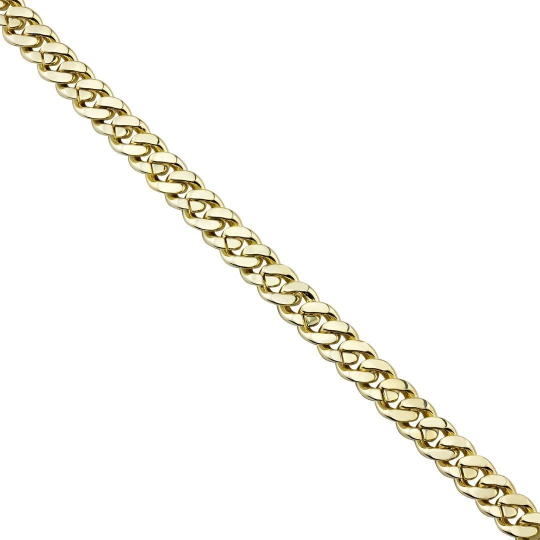 Yellow 14k Gold Plated Sterling Silver Mens Lab Created Stones Cuban Chain 30 inches 8.5 mm