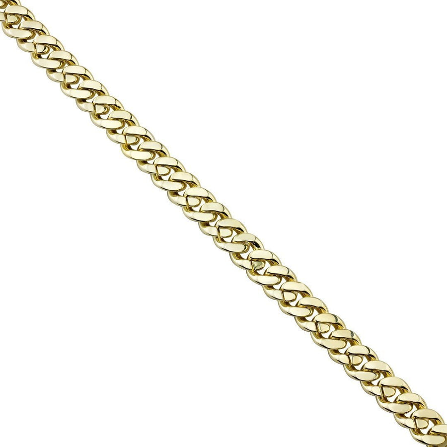 Yellow 14k Gold Plated Sterling Silver Mens Lab Created Stones Cuban Chain 30 inches 8.5 mm