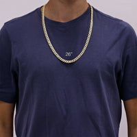 Thumbnail for Yellow 14k Gold Plated Sterling Silver Mens Lab Created Stones Cuban Chain 30 inches 8.5 mm