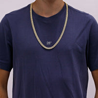Thumbnail for Yellow 14k Gold Plated Sterling Silver Mens Lab Created Stones Cuban Chain 30 inches 8.5 mm