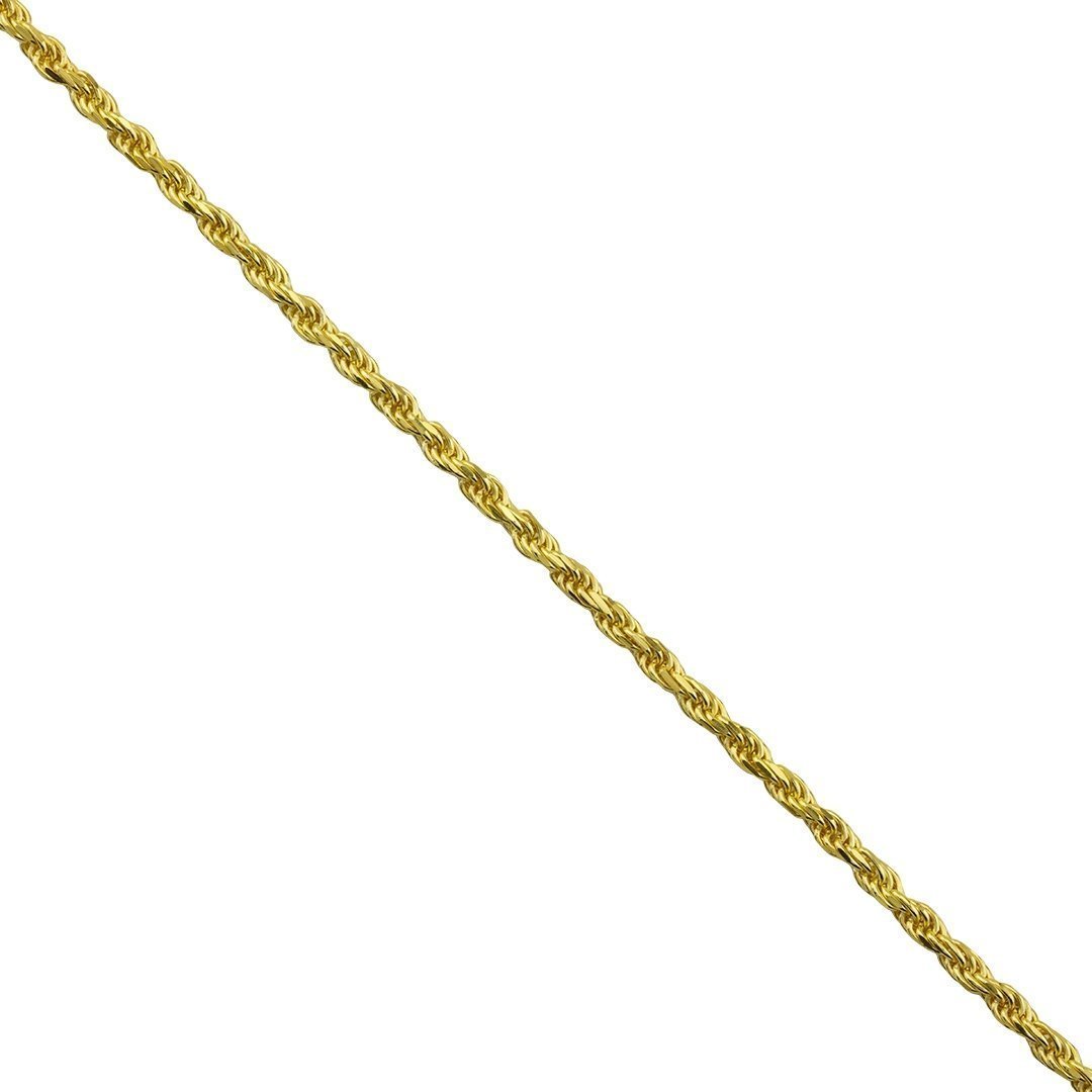 Yellow 14k Gold Plated Sterling Silver Rope Chain 24 Inches 2 mm
