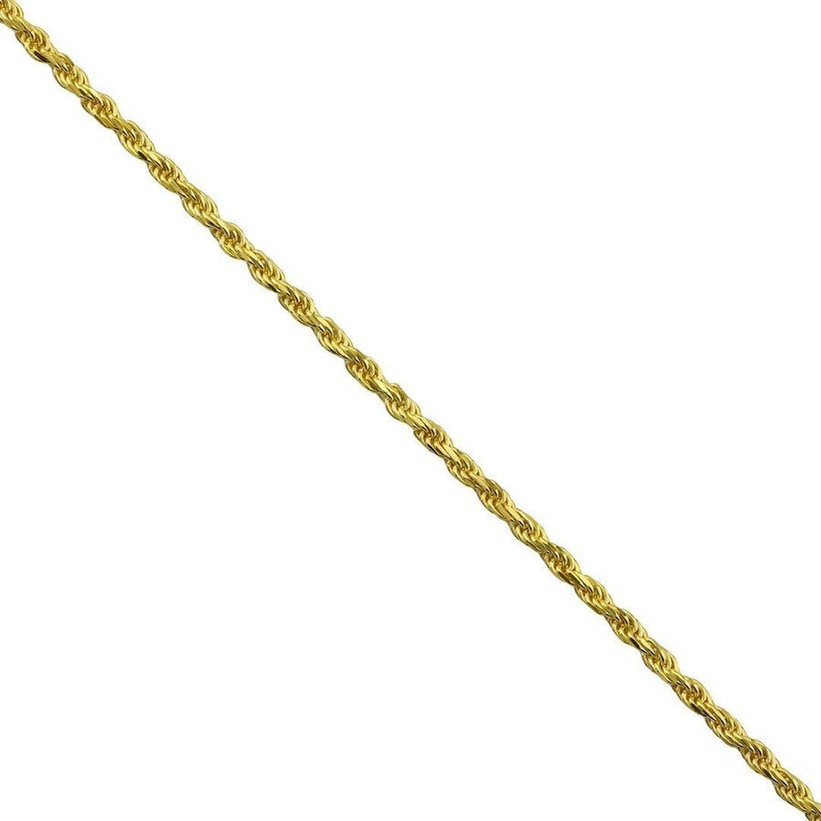 Yellow 14k Gold Plated Sterling Silver Rope Chain 24 Inches 2 mm