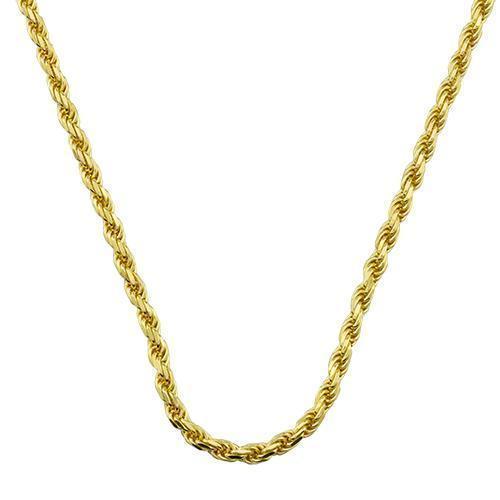 Yellow 14k Gold Plated Sterling Silver Rope Chain 24 Inches 3.5 mm