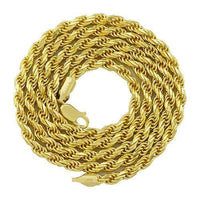 Thumbnail for Yellow 14k Gold Plated Sterling Silver Rope Chain 24 Inches 3.5 mm