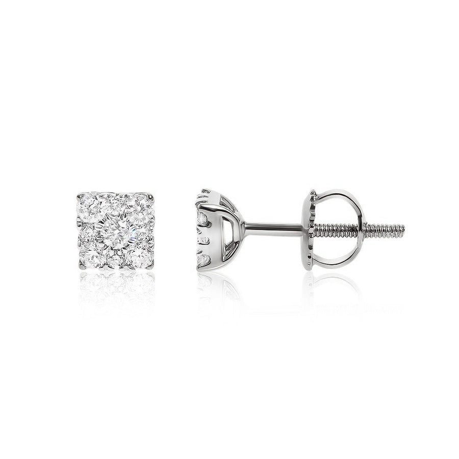 yellow 14k Solid White Gold Diamond Studs 0.22 ctw