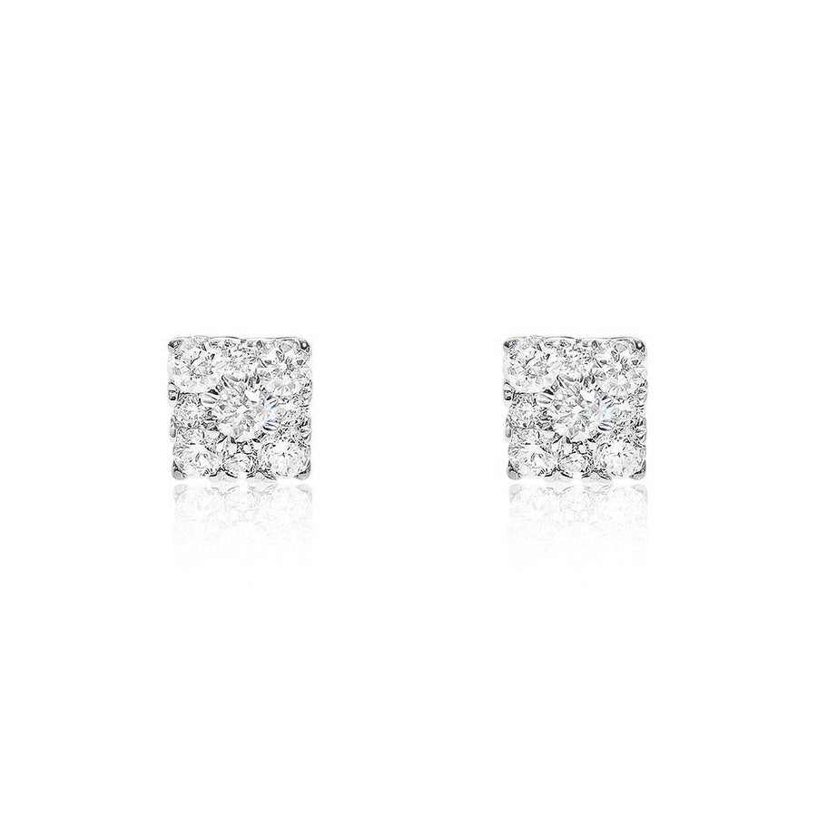 yellow 14k Solid White Gold Diamond Studs 0.22 ctw