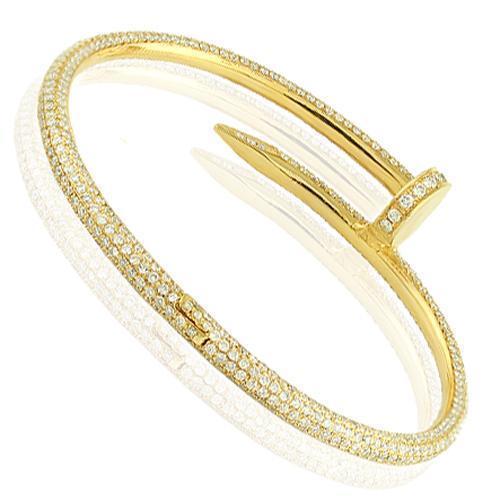 18K Solid Yellow Gold Womens Diamond Outstanding Bangle Bracelet 8.50 Ctw