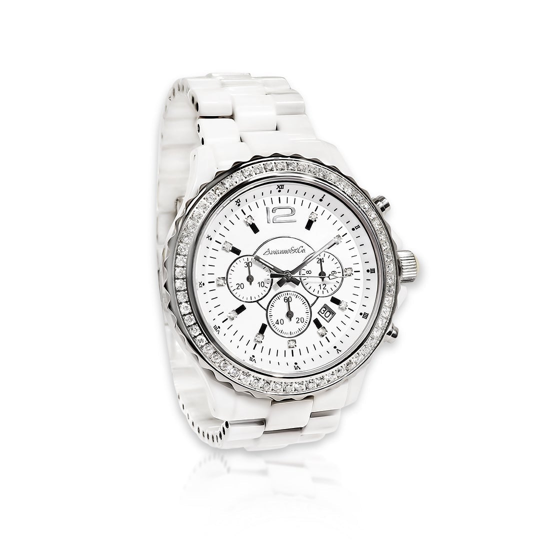 White Ceramic Avianne & Co Ceramic White Diamond Watch